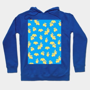 Silhouette Citrus Lemon Fruit Pattern Yellow, Pink and Blue Hoodie